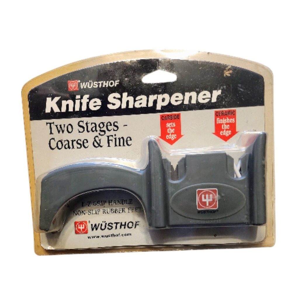 WUSTHOF 2-Stage Coarse and Fine Knife Sharpener w/ Soft Grip Handle NEW SEALED